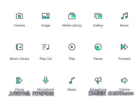 媒体相关图标 .ai下载-源文件-素材国度dc10000.com