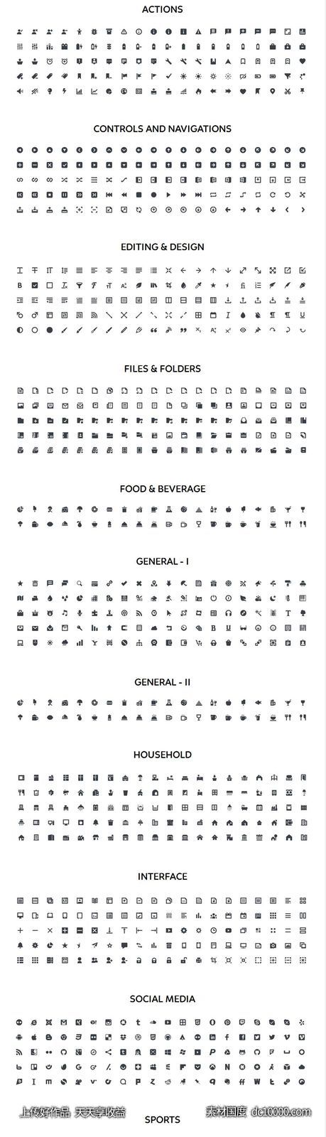 1000个经典小图标 PSD、AI、EPS、PNG、SVG 下载-源文件-素材国度dc10000.com