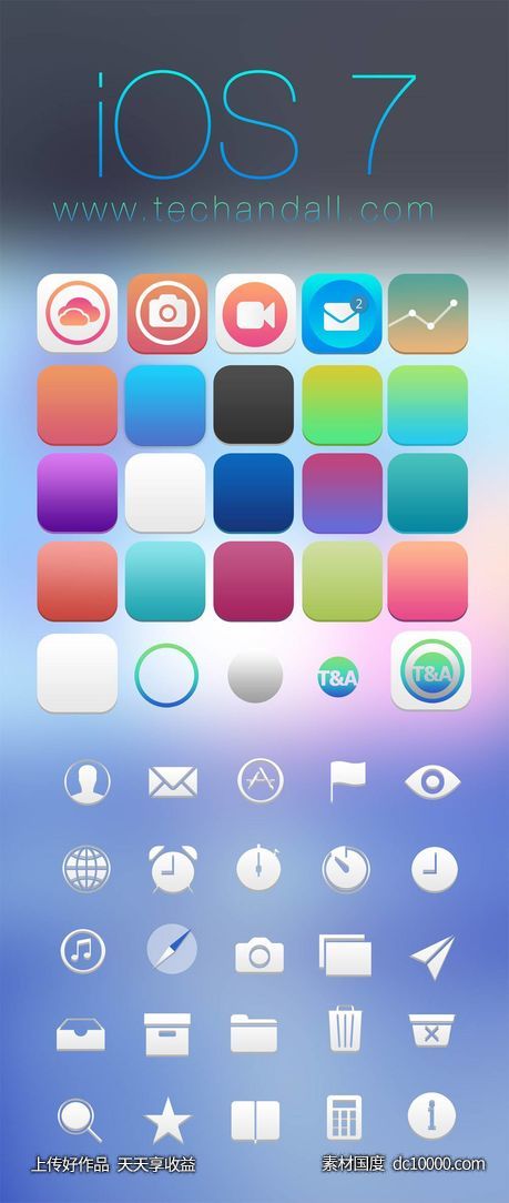 IOS7风格图标模板psd下载-源文件-素材国度dc10000.com