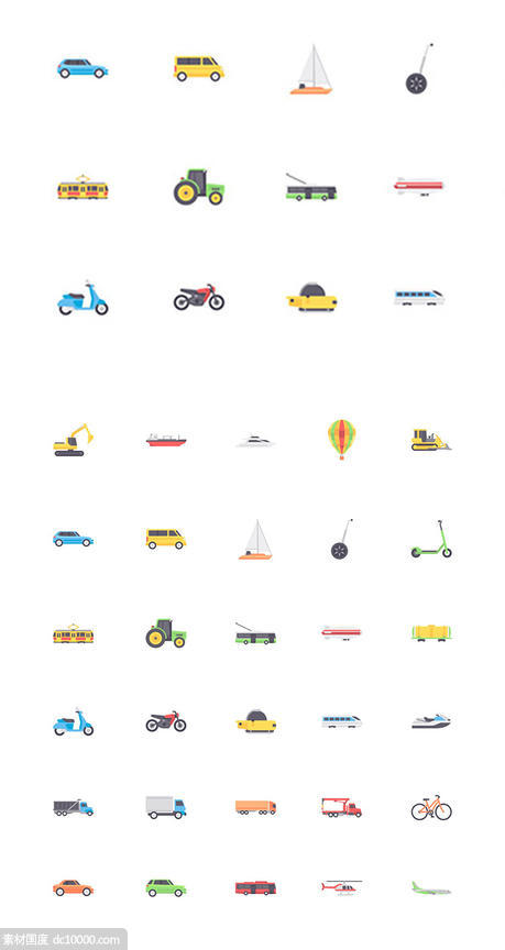 30个扁平化交通工具图标 .sketch素材下载 - 源文件