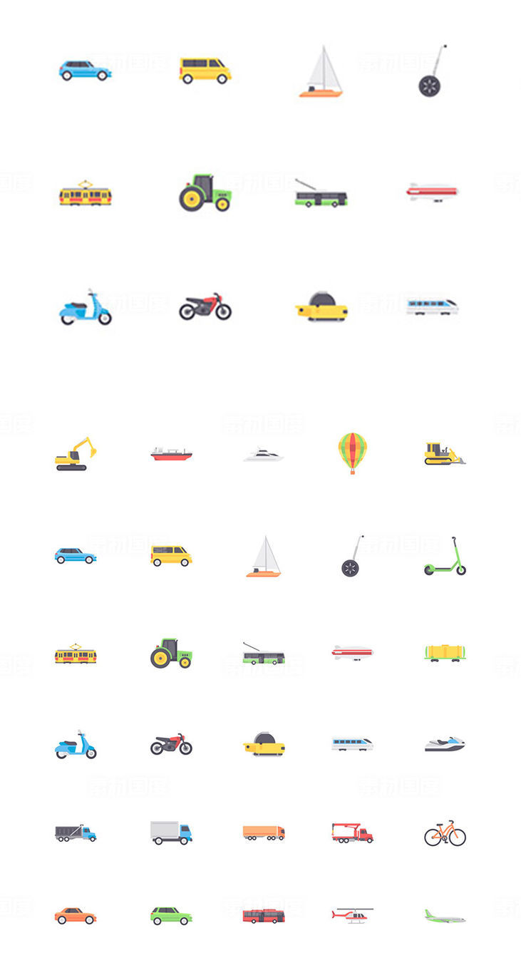 30个扁平化交通工具图标 .sketch素材下载