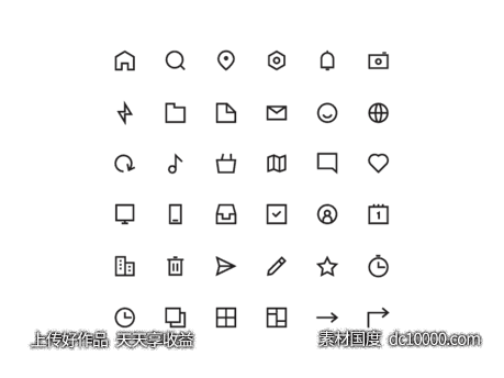 一组等宽线型图标 .eps下载 - 源文件