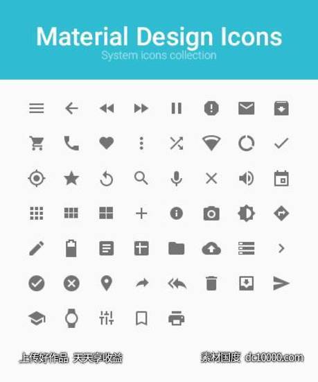 Material Design 风格图标psd下载-源文件-素材国度dc10000.com