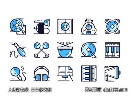 经典音乐、乐器相关图标.sketch素材下载 - 源文件