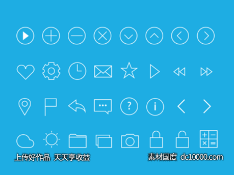 线条风格图标psd下载-源文件-素材国度dc10000.com