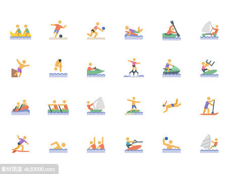 24个水彩风格体育运动项目图标 .svg素材下载 - 源文件