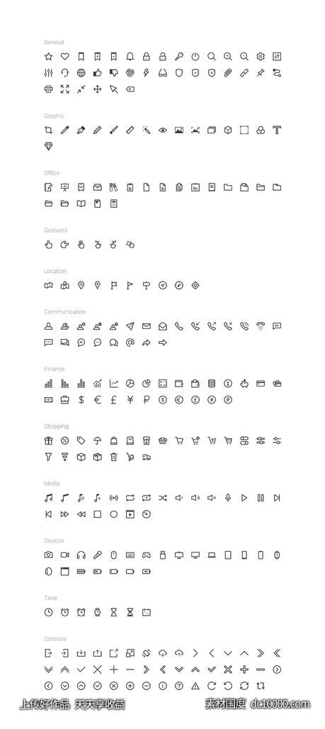 icons pro 图标集 18个分类250+图标 .sketch .ai .svg素材下载-源文件-素材国度dc10000.com