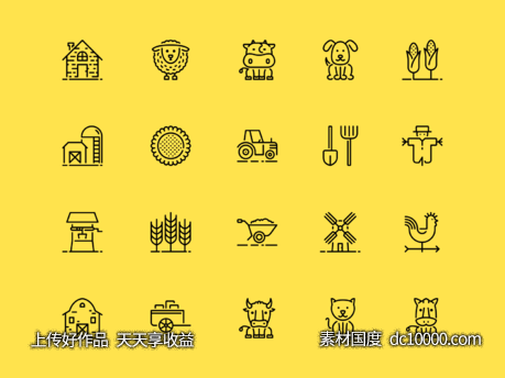 20个乡村主题图标 .sketch素材下载-源文件-素材国度dc10000.com