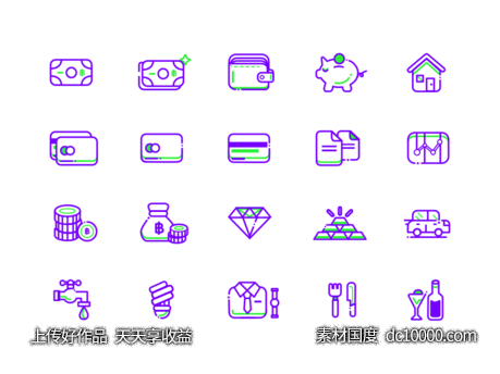 20个双色金融图标 .sketch素材下载-源文件-素材国度dc10000.com