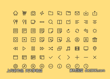 一组方正实用的线条图标 .sketch素材下载-源文件-素材国度dc10000.com