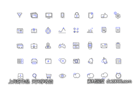  一组线型图标psd ai下载-源文件-素材国度dc10000.com