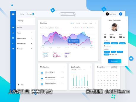 健康数据分析网页ui .sketch下载-源文件-素材国度dc10000.com