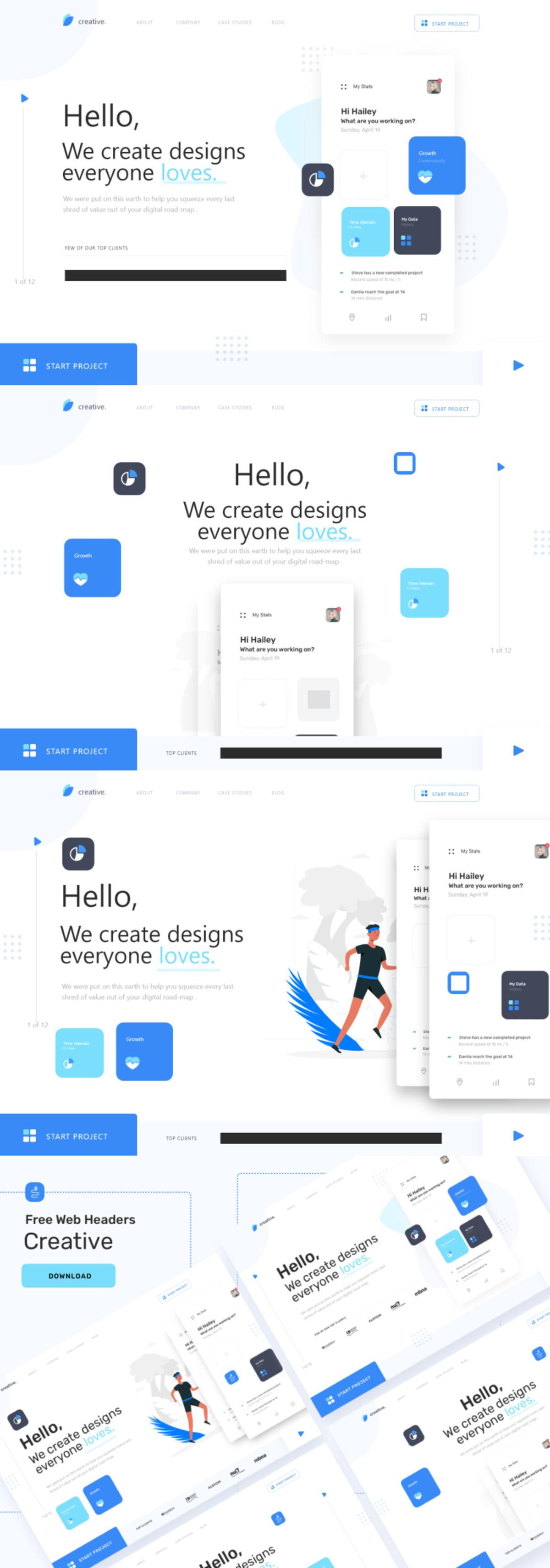三个网页头部设计模板 .xd素材下载
