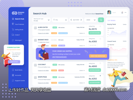 网站后台dashboard 设计模板 .xd素材下载-源文件-素材国度dc10000.com