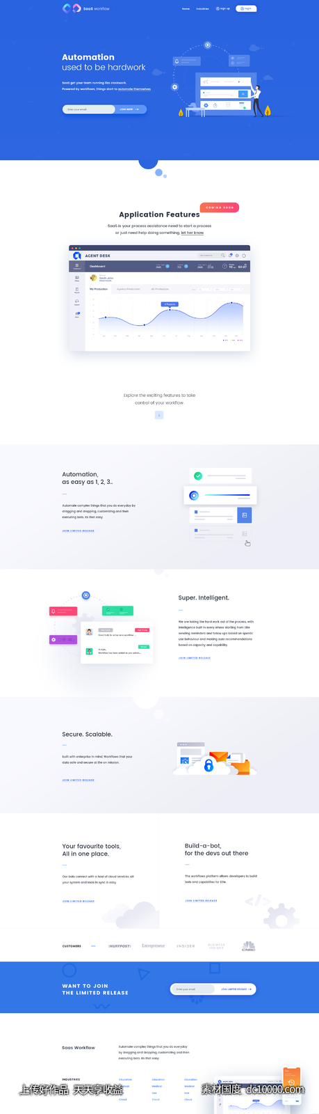 saas服务产品网站落地页 .xd .psd素材下载-源文件-素材国度dc10000.com