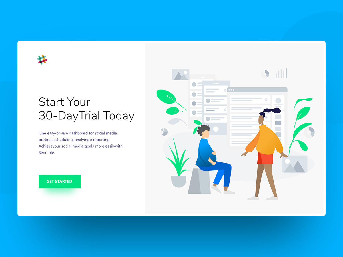 插画风落地页 .xd素材下载