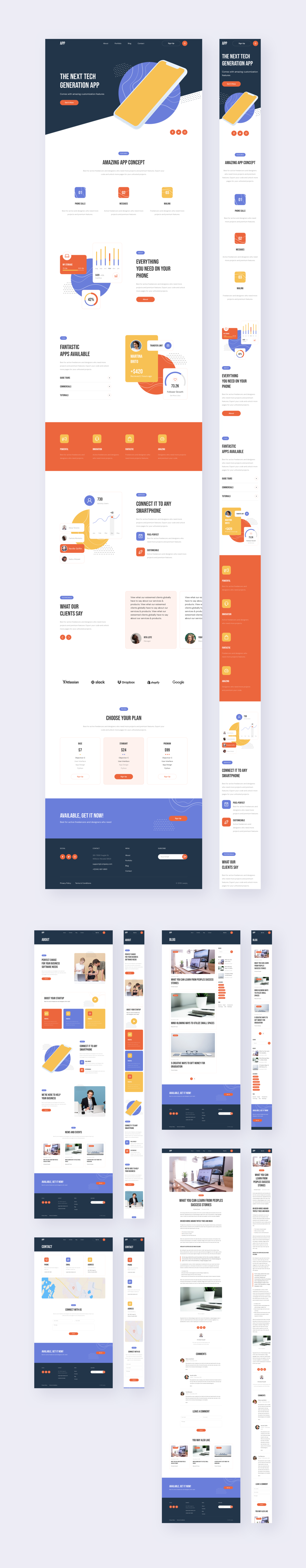成套响应式app site 网页模板 .xd .fig .sketch素材下载