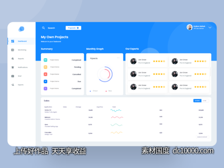 项目管理平台后台dashboard .xd素材下载 - 源文件