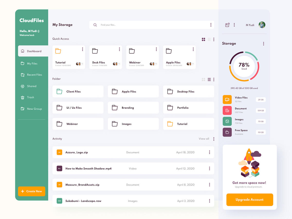 SaaS云服务 文件管理dashboard .xd素材下载