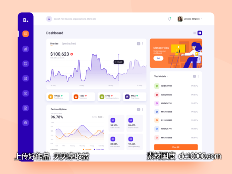 Bipax-网站后台dashboard .xd素材下载 - 源文件