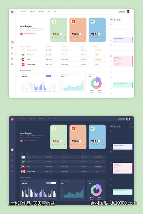 ProManage Dashboard .xd素材下载-源文件-素材国度dc10000.com