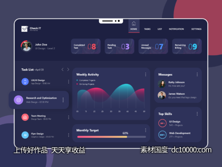 任务管理后台dashboard .xd素材下载 - 源文件