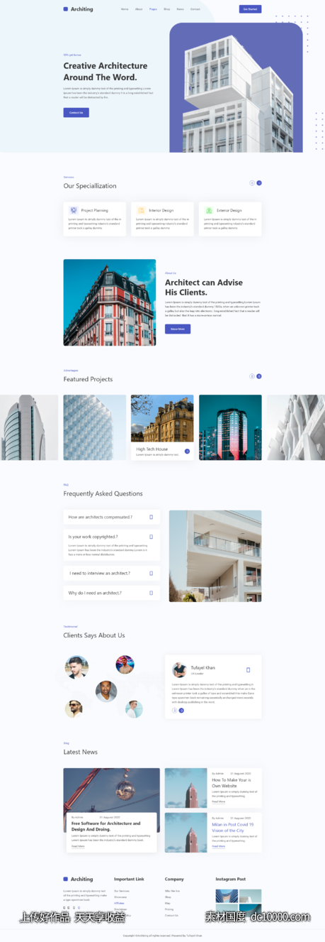 建筑企业网站落地页 .xd素材下载-源文件-素材国度dc10000.com
