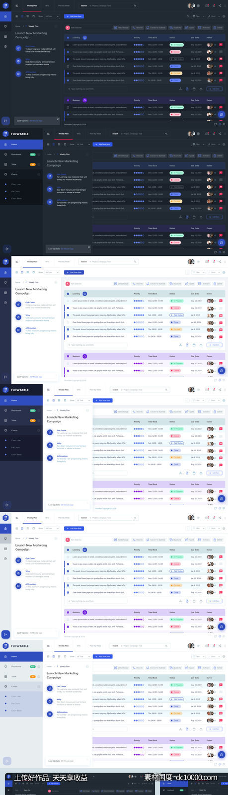 Flowtable Dashboard saas网站后台UI .xd .psd素材下载-源文件-素材国度dc10000.com