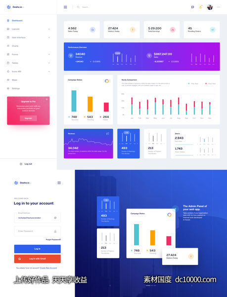 dashboard后台 网页模板 .psd素材下载 - 源文件