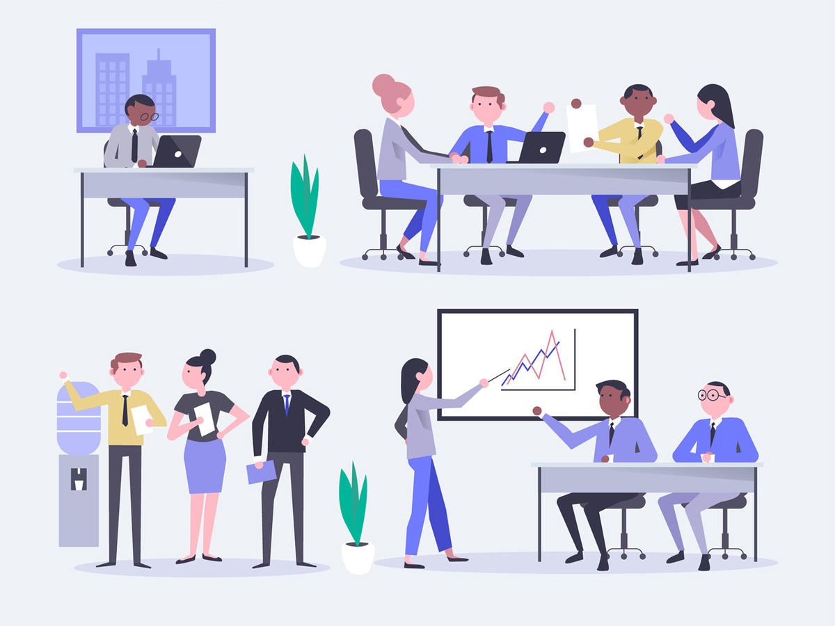 办公场景商务人物插画 .eps .ai素材下载