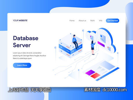 数据库服务器场景插画 2.5d .eps素材下载-源文件-素材国度dc10000.com