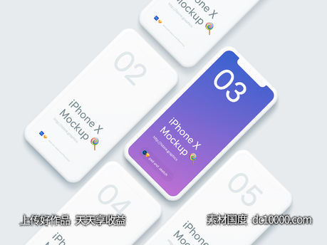 UI效果展示模板 iPhone X Mockups .psd .sketch素材下载-源文件-素材国度dc10000.com