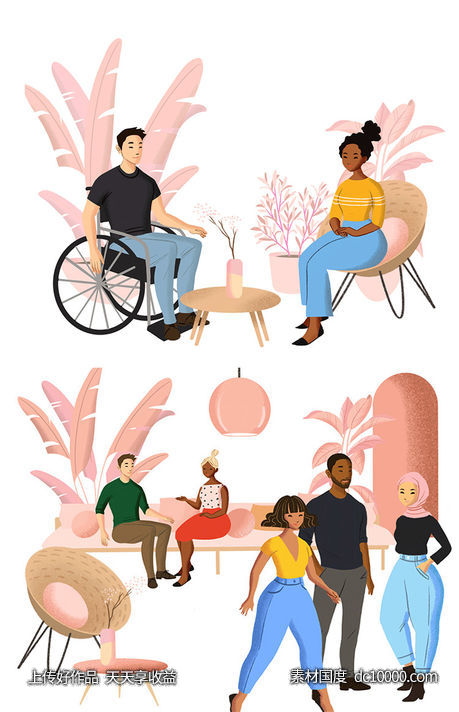Fresh Folk 插画素材集 .psd素材下载-源文件-素材国度dc10000.com