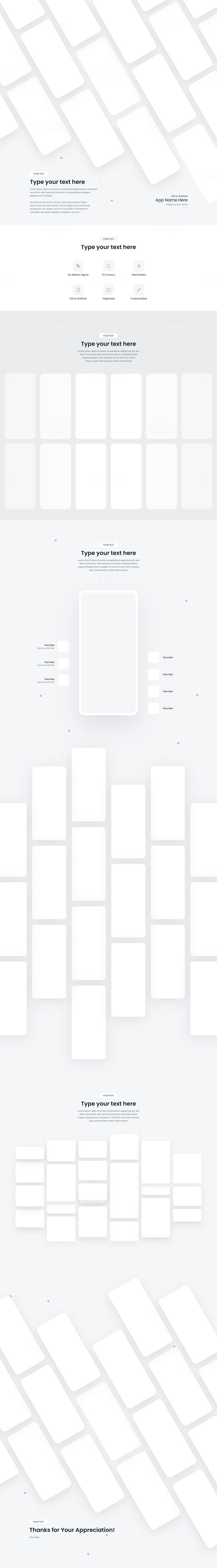Behance app ui设计展示贴图模板-2 .ai .xd素材下载