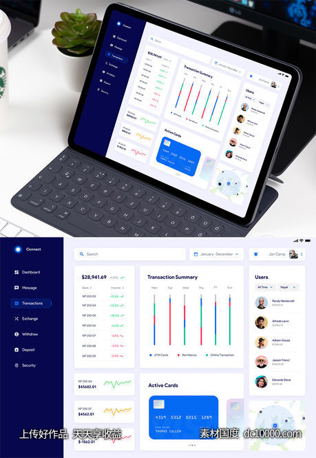 网站后台dashboard ipad mockup样机 .fig .psd素材下载-源文件-素材国度dc10000.com