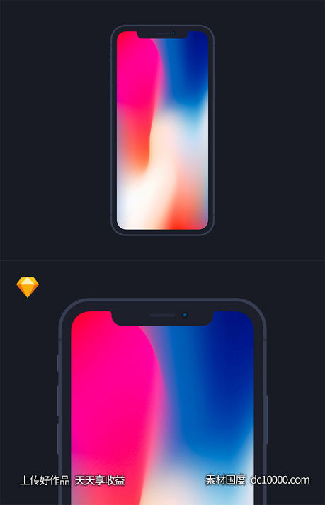 iPhone X Flat Mockup sketch下载 - 源文件