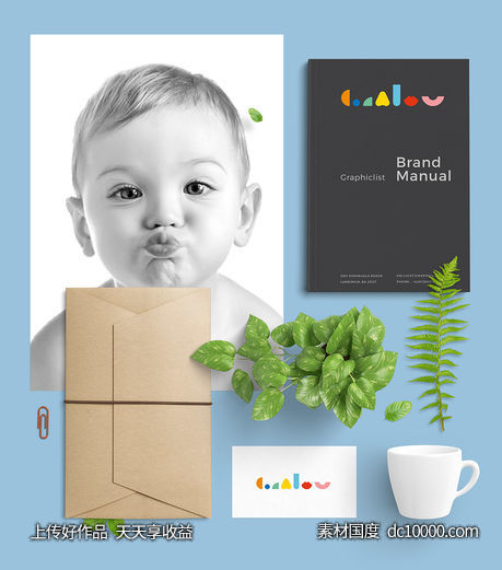 婴幼儿品牌VI样机模板psd素材-源文件-素材国度dc10000.com