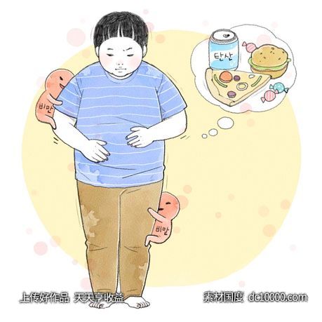 健康饮食人体不适痛经头昏脑热不良饮食医疗插画PSD分层设计素材 - 源文件