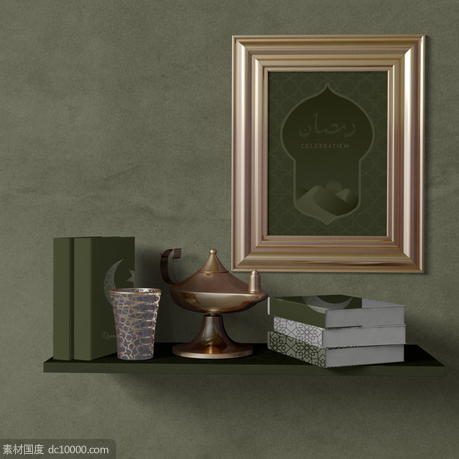 穆斯林风格挂画画框抱枕贴图样机PSD素材 - 源文件