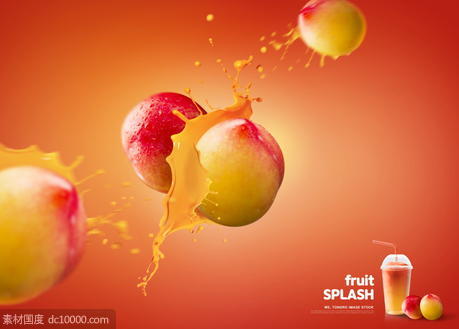 创意水果果汁西瓜草莓芒果菠萝海报PSD分层设计素材 - 源文件