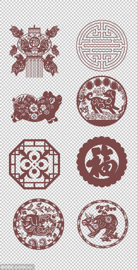 中式古典传统花纹边框PNG免扣设计素材 - 源文件