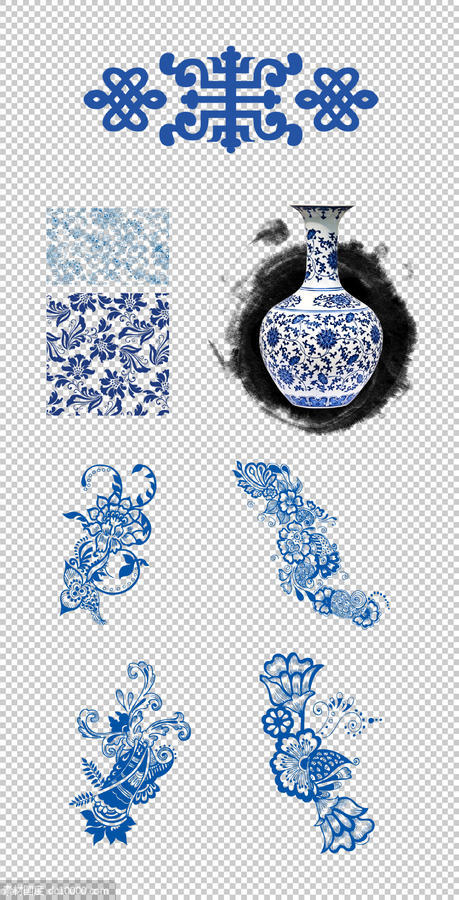 传统  青花瓷  淡蓝色  历史 花纹  装饰 图案 文化 PNG免扣设计素材 - 源文件