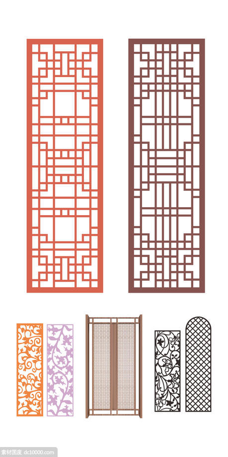新中式风格 红色花纹边框  古典  窗花 图案 PNG免扣设计素材  - 源文件