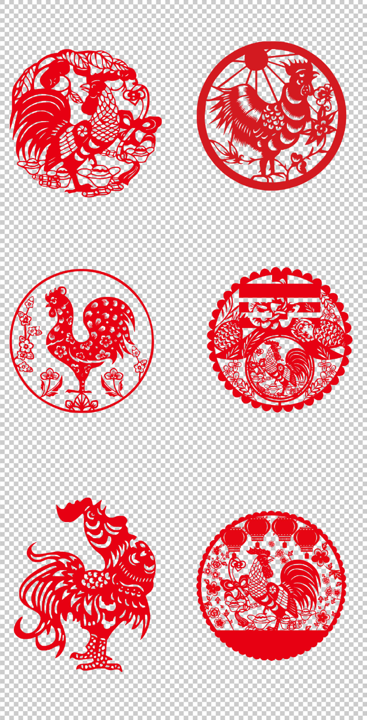  传统 窗花  喜庆  圆形 红色 文化  PNG免扣设计素材