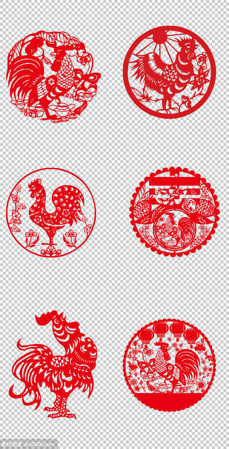  传统 窗花  喜庆  圆形 红色 文化  PNG免扣设计素材 - 源文件