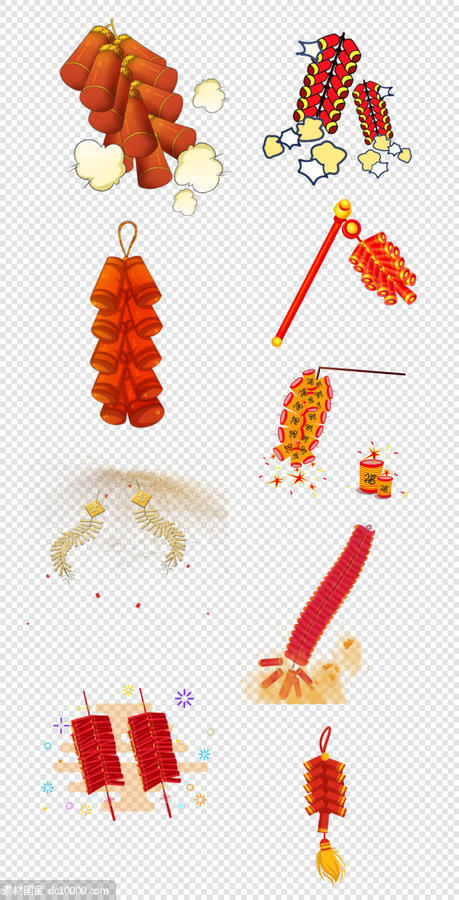  中式 鞭炮  春节 喜庆  红色 文化  PNG免扣设计素材 - 源文件