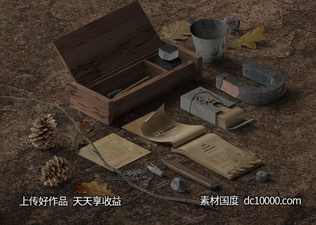 文艺桌面样机psd素材-源文件-素材国度dc10000.com