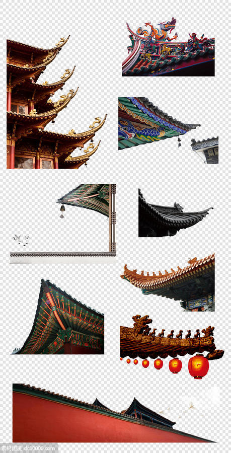 中式 传统 屋檐 红色  仿古  PNG免扣设计素材 - 源文件
