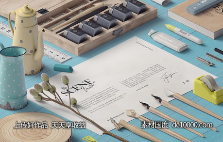 文艺桌面样机psd素材-源文件-素材国度dc10000.com
