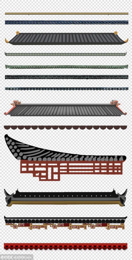 中式 传统 屋檐 红色  仿古  PNG免扣设计素材 - 源文件